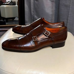Mens Santoni Upton-2 double monk strap dress shoes.  Size 10.